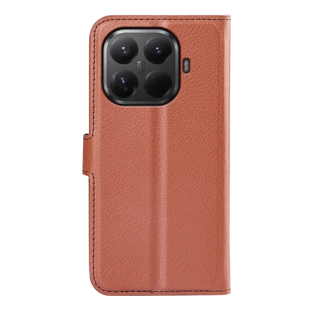 Litchi könyvformájú tok a Xiaomi 17T mobiltelefonhoz – barna
