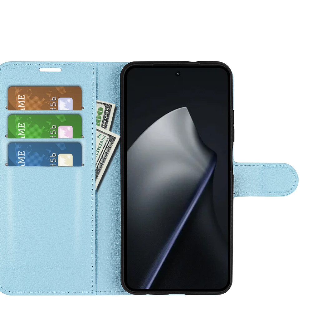 Litchi könyvformájú tok a Xiaomi 17T mobiltelefonhoz – kék