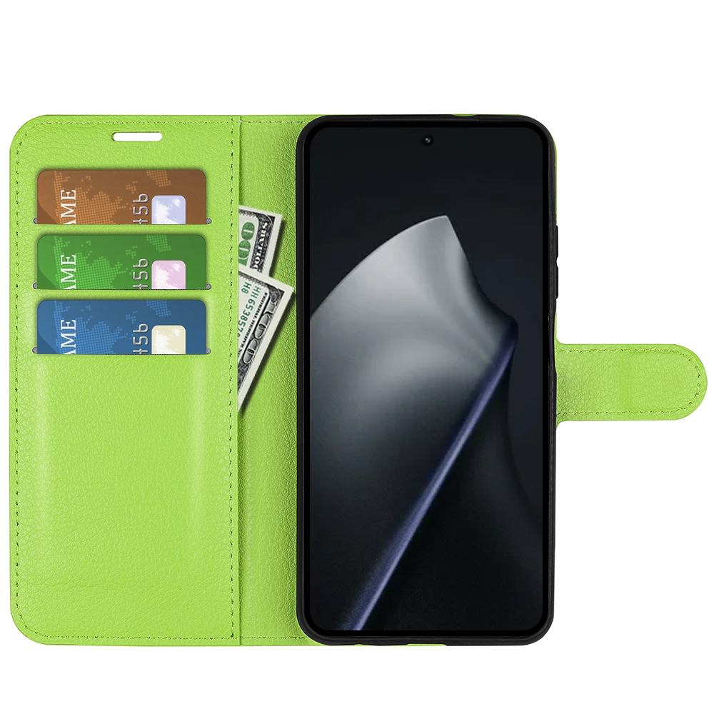 Litchi könyvformájú tok a Xiaomi 17T mobiltelefonhoz – zöld