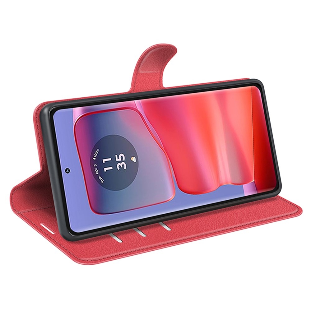 Litchi könyvtáska Motorola Edge 50 Pro 5G - piros