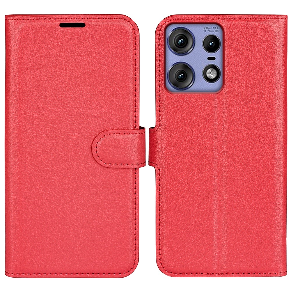 Litchi könyvtáska Motorola Edge 50 Pro 5G - piros