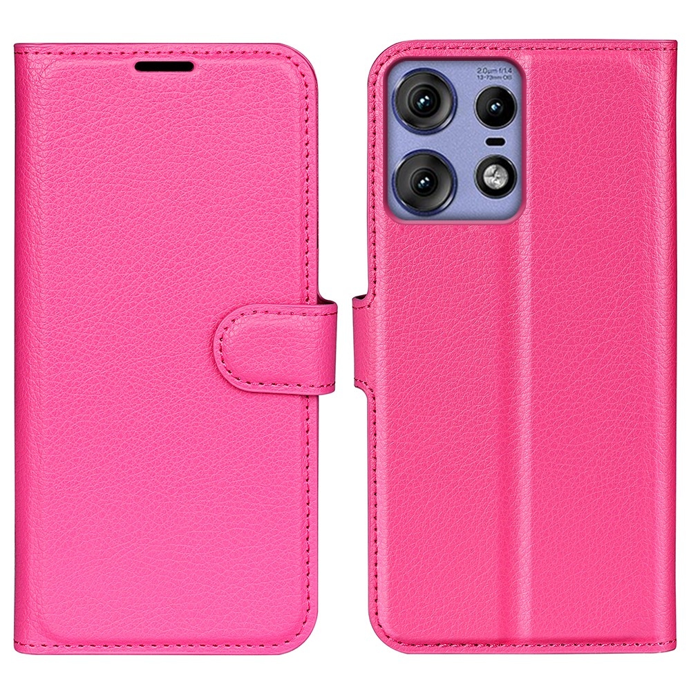 Litchi könyv tok a Motorola Edge 50 Pro 5G-hez - rózsaszínű