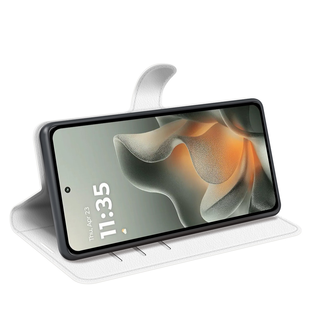 Litchi könyvtáska a Motorola Edge 70 5G készülékhez - fehér