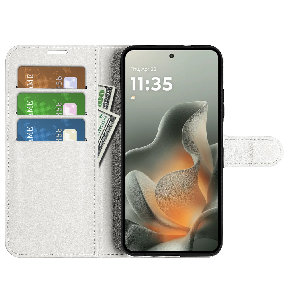 Litchi könyvtáska a Motorola Edge 70 5G készülékhez - fehér
