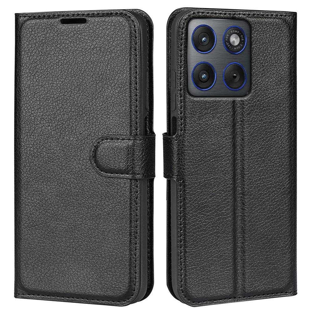 Litchi könyvtáska Motorola Edge 70 5G-hez - fekete