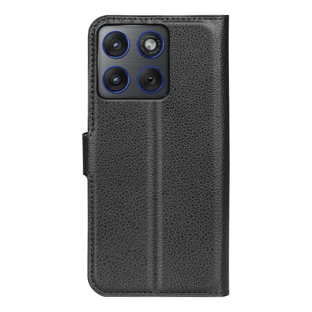 Litchi könyvtáska Motorola Edge 70 5G-hez - fekete