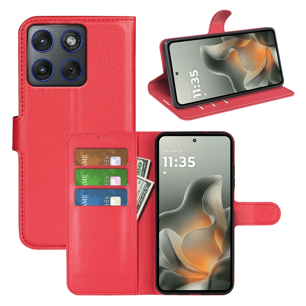 Litchi könyvtáska Motorola Edge 70 5G - piros