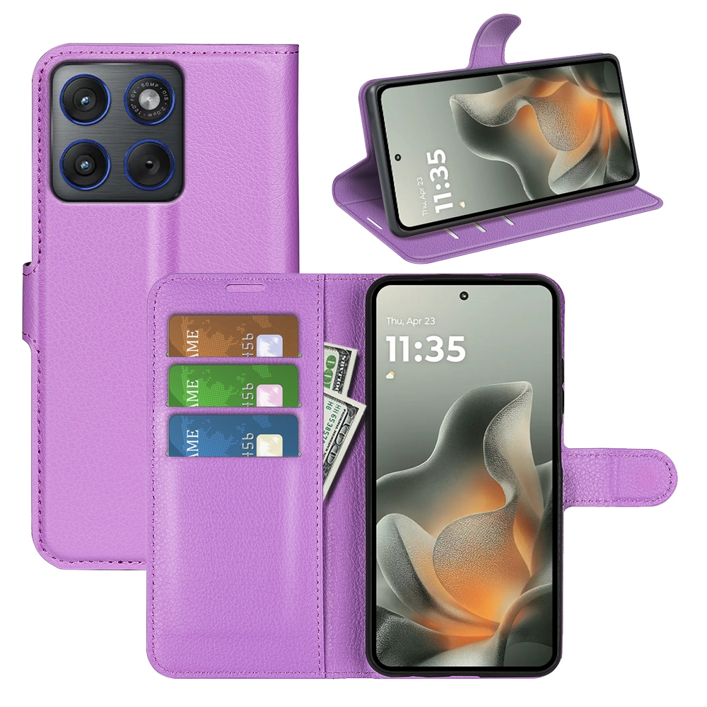Litchi könyvtáska a Motorola Edge 70 5G készülékhez - lila