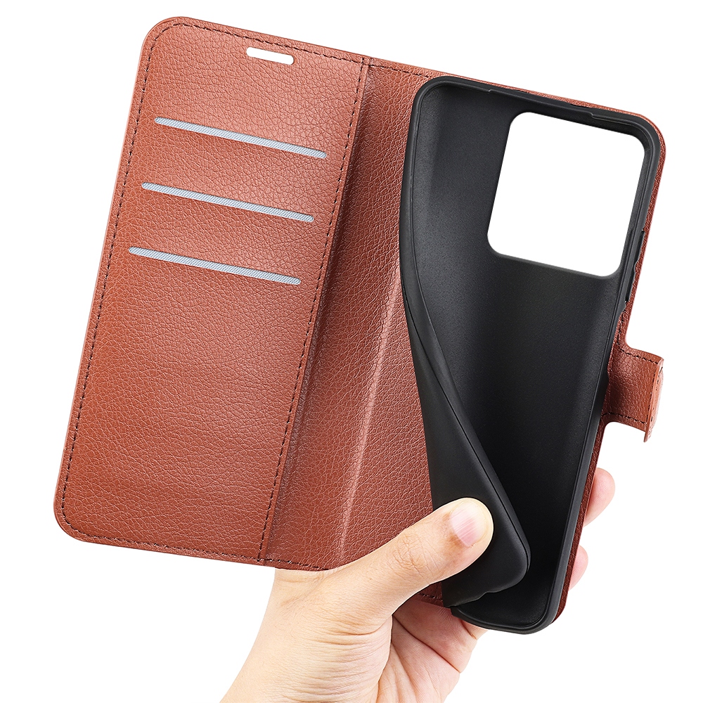 Litchi könyvtáska a Motorola Edge 70 5G készülékhez - barna