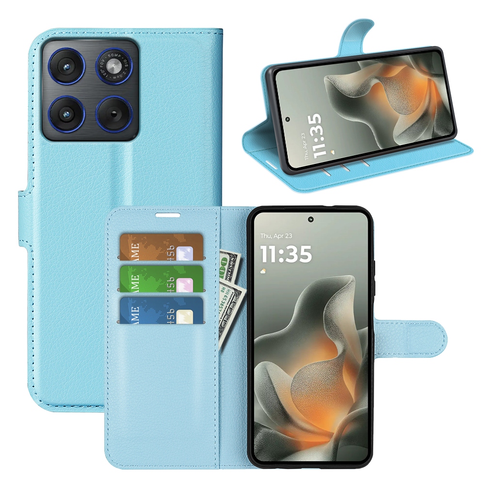 Litchi könyvtáska Motorola Edge 70 5G - kék