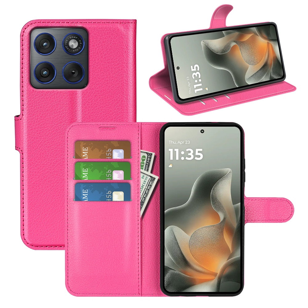 Litchi könyv tok Motorola Edge 70 5G - rózsa