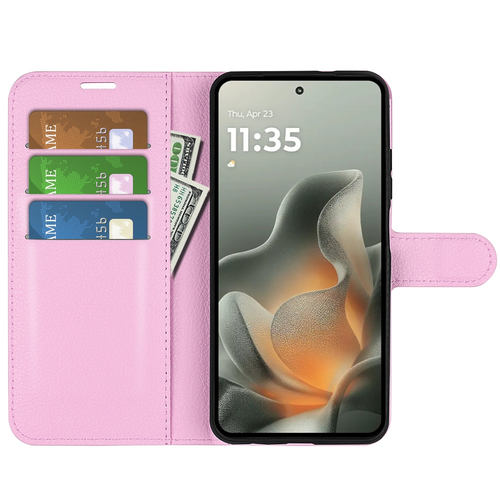 Litchi könyvtáska a Motorola Edge 70 5G készülékhez - rózsaszín