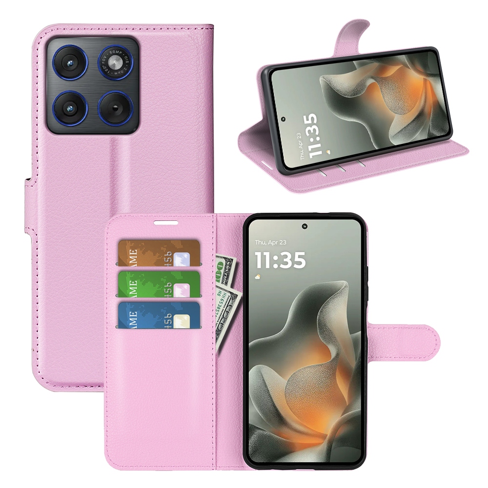Litchi könyvtáska a Motorola Edge 70 5G készülékhez - rózsaszín