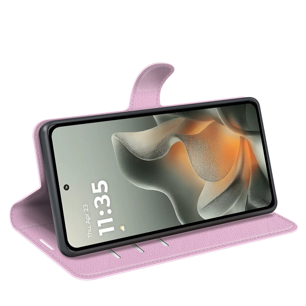Litchi könyvtáska a Motorola Edge 70 5G készülékhez - rózsaszín