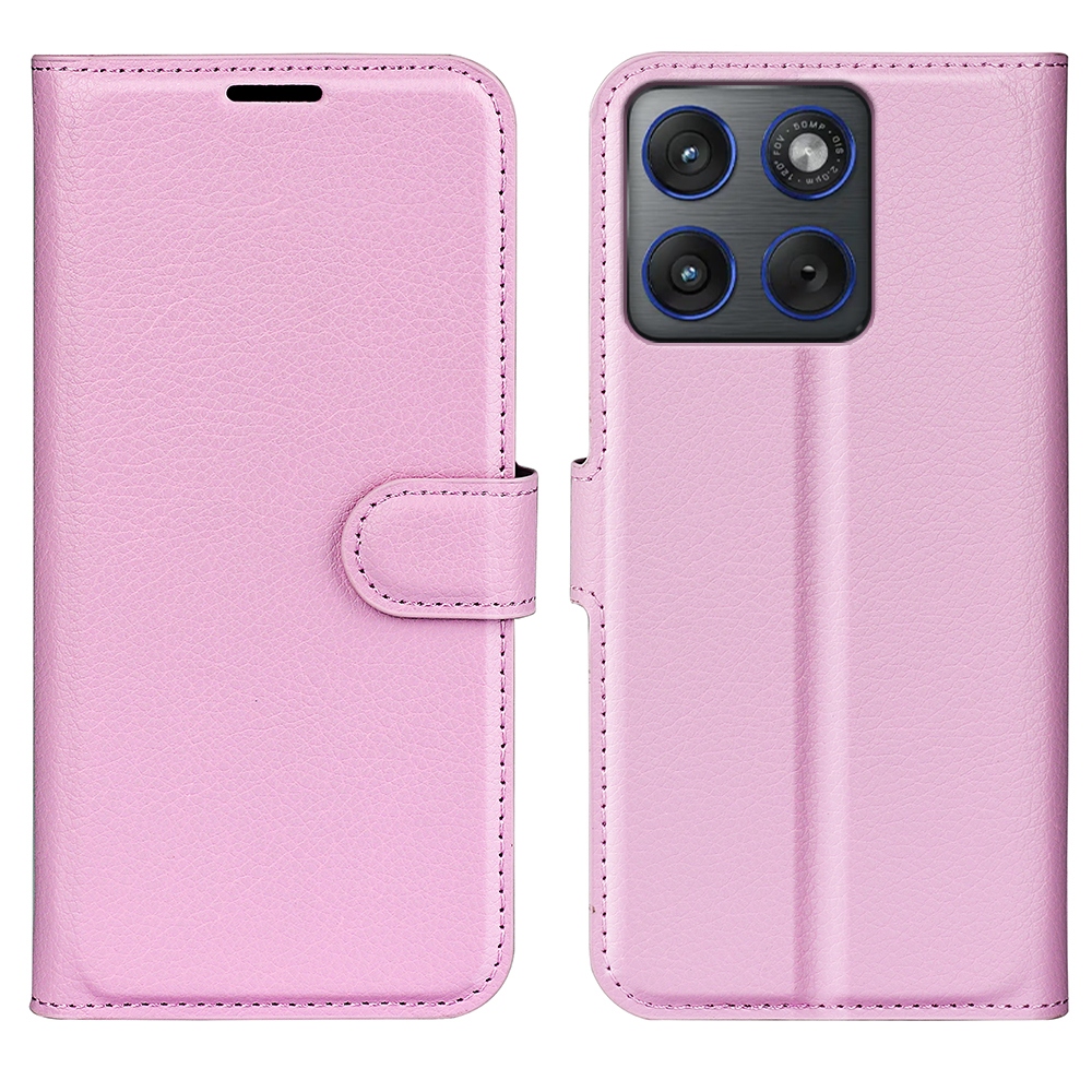 Litchi könyvtáska a Motorola Edge 70 5G készülékhez - rózsaszín