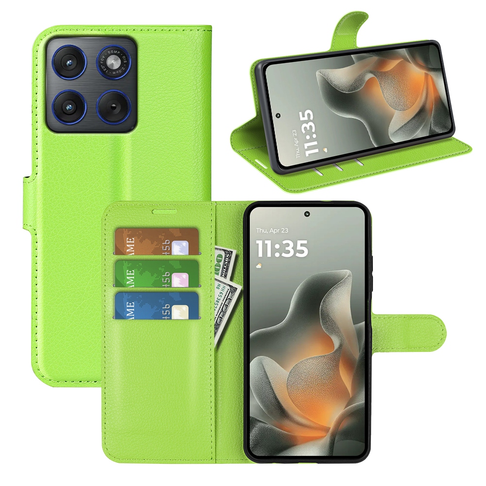 Litchi könyvtáska a Motorola Edge 70 5G készülékhez - zöld
