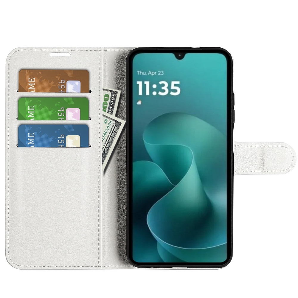 Litchi könyv tok Motorola Moto G06-hoz - fehér
