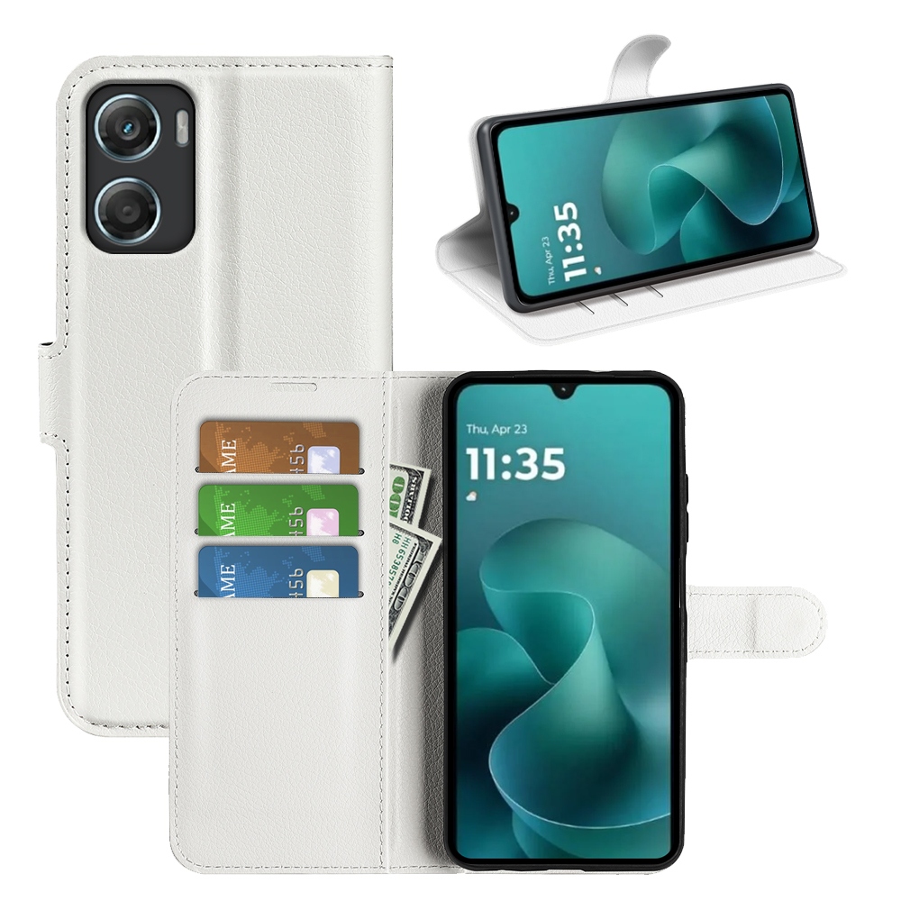 Litchi könyv tok Motorola Moto G06-hoz - fehér