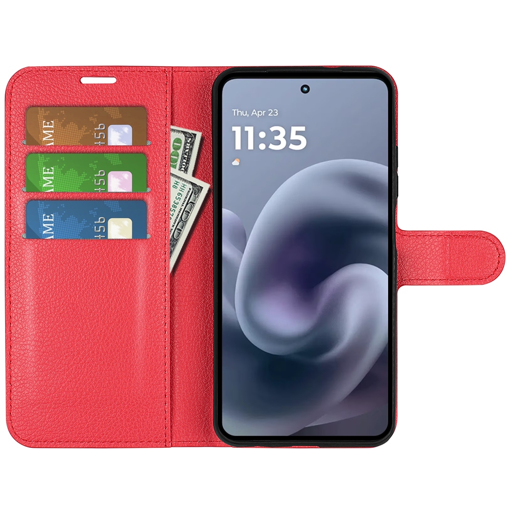 Litchi könyvformájú tok a Motorola Moto G86 5G-hez – piros