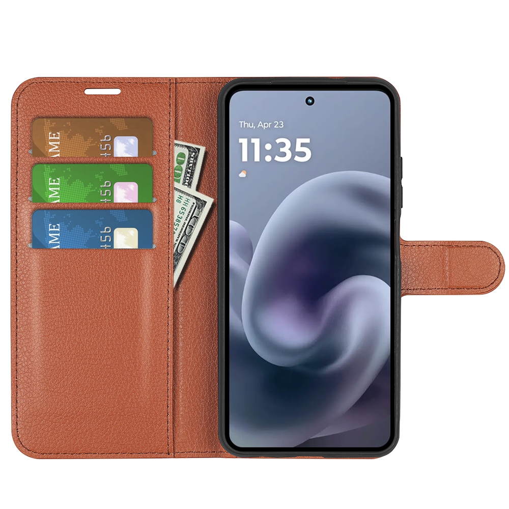 Litchi könyvformájú tok a Motorola Moto G86 5G-hez – barna