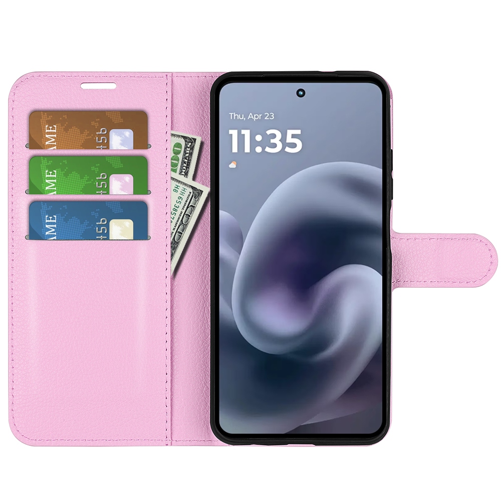 Litchi könyvformájú tok a Motorola Moto G86 5G-hez – rózsaszín
