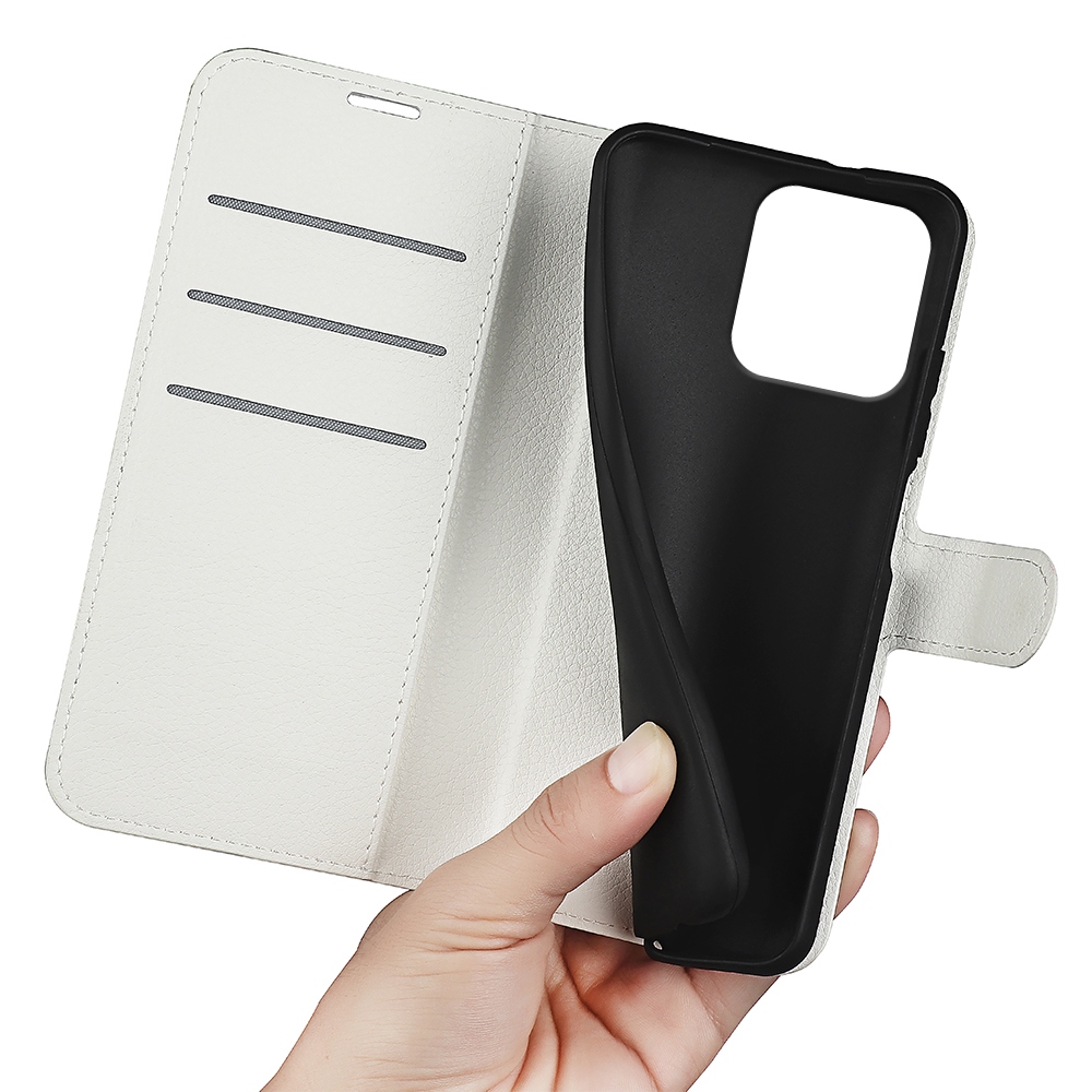 Litchi könyvformájú tok a Motorola Moto G86 Power 5G-hez – fehér