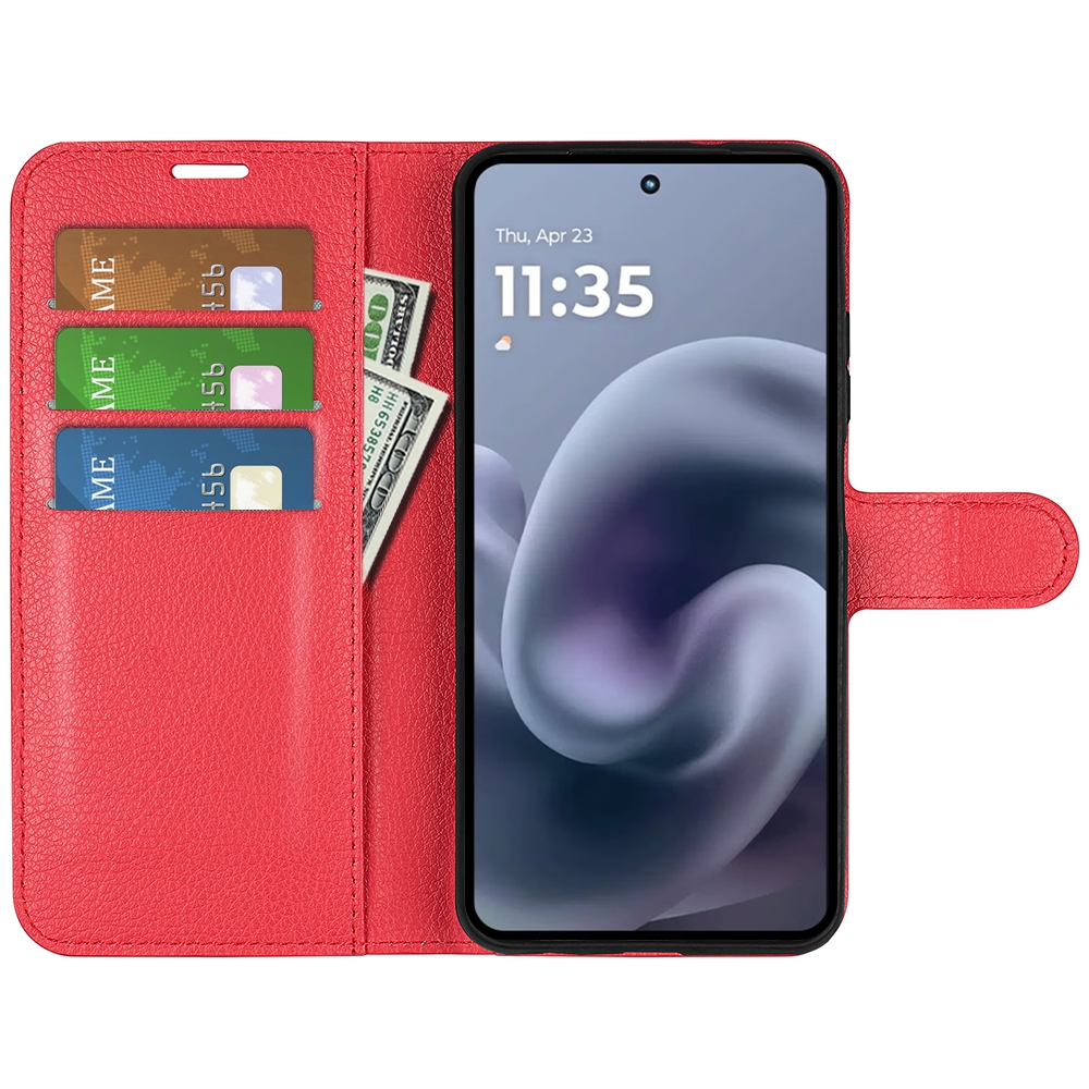 Litchi könyvformájú tok a Motorola Moto G86 Power 5G-hez – piros