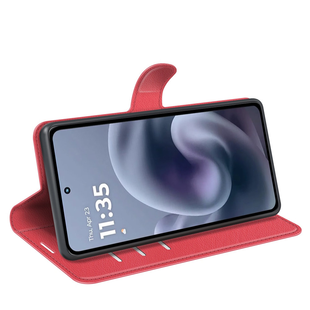 Litchi könyvformájú tok a Motorola Moto G86 Power 5G-hez – piros