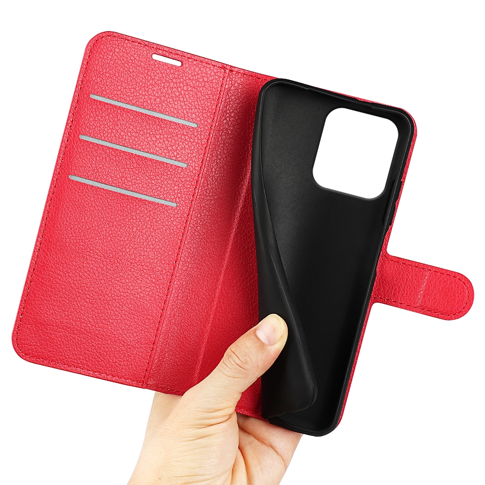 Litchi könyvformájú tok a Motorola Moto G86 Power 5G-hez – piros