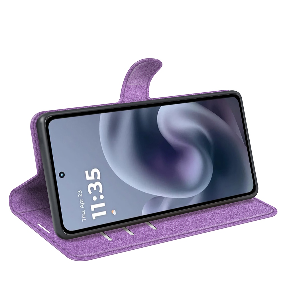 Litchi könyvformájú tok a Motorola Moto G86 Power 5G-hez – lila