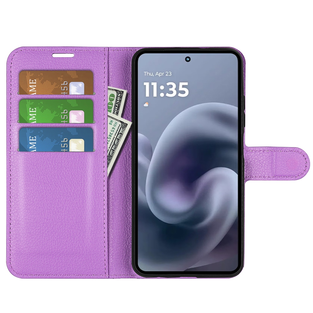 Litchi könyvformájú tok a Motorola Moto G86 Power 5G-hez – lila