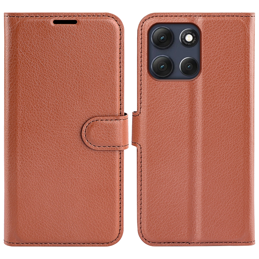Litchi könyvformájú tok a Motorola Moto G86 Power 5G-hez – barna