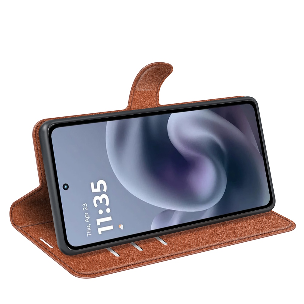 Litchi könyvformájú tok a Motorola Moto G86 Power 5G-hez – barna
