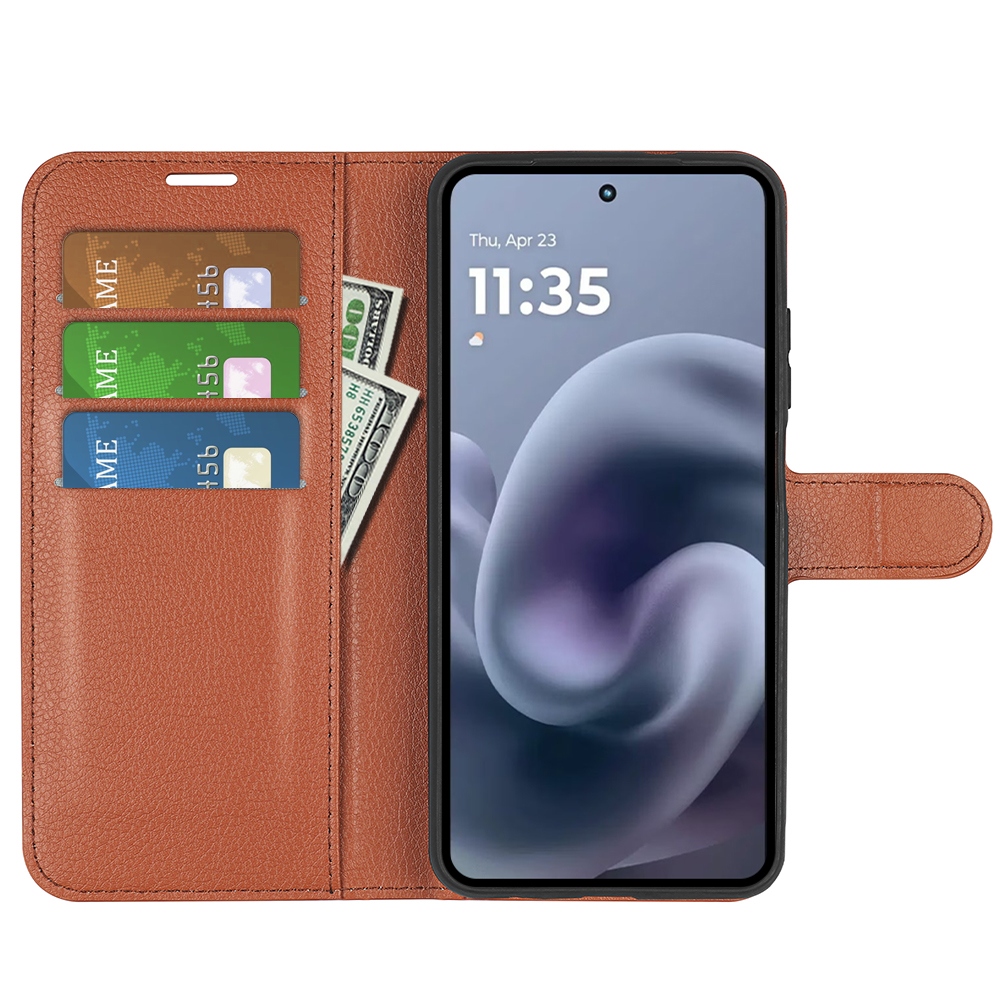 Litchi könyvformájú tok a Motorola Moto G86 Power 5G-hez – barna