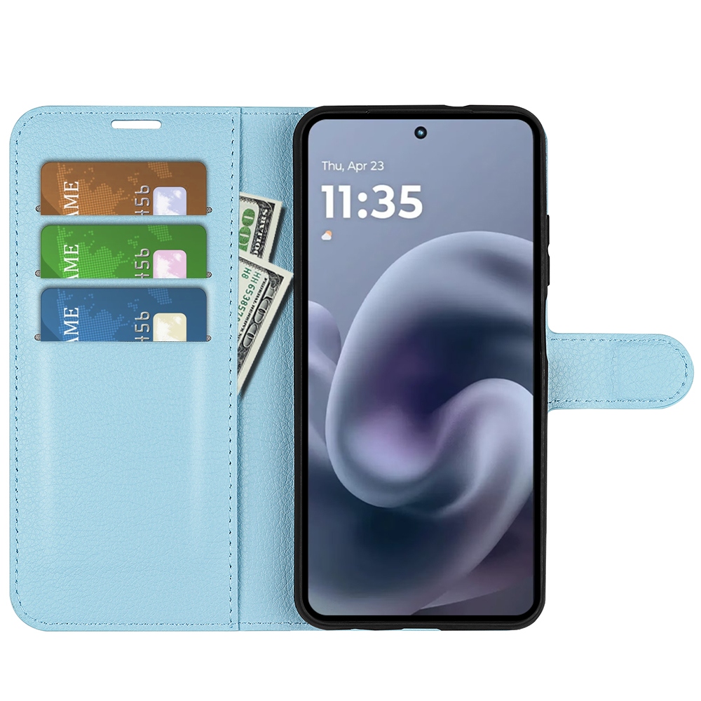 Litchi könyvformájú tok a Motorola Moto G86 Power 5G-hez – kék