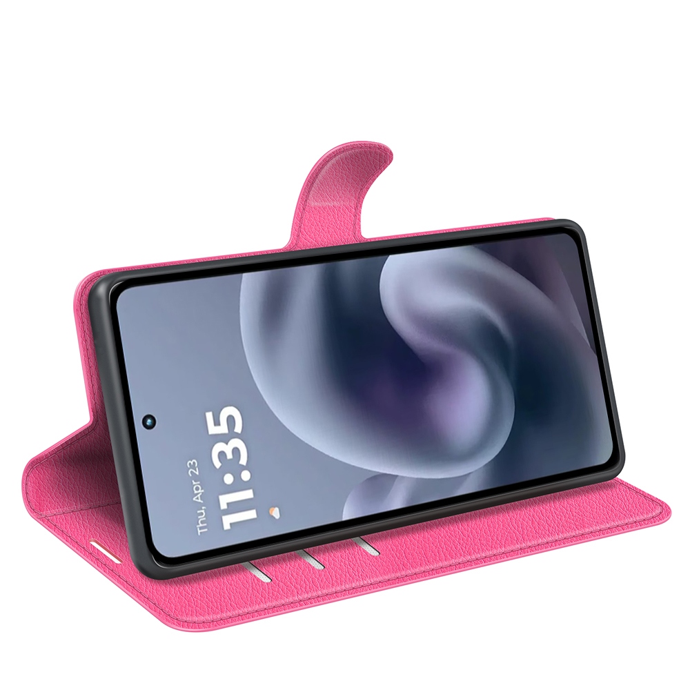 Litchi könyvformájú tok a Motorola Moto G86 Power 5G-hez – rózsaszín