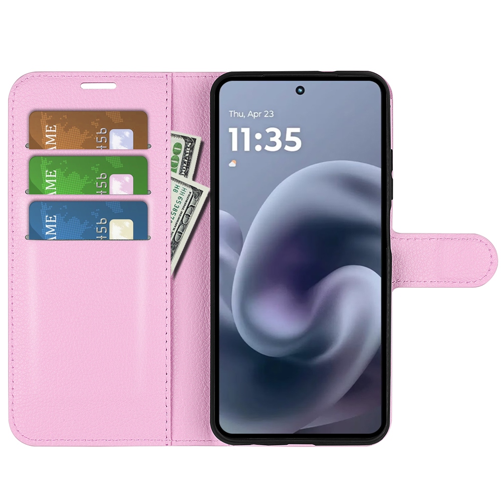 Litchi könyvformájú tok a Motorola Moto G86 Power 5G-hez – rózsaszín
