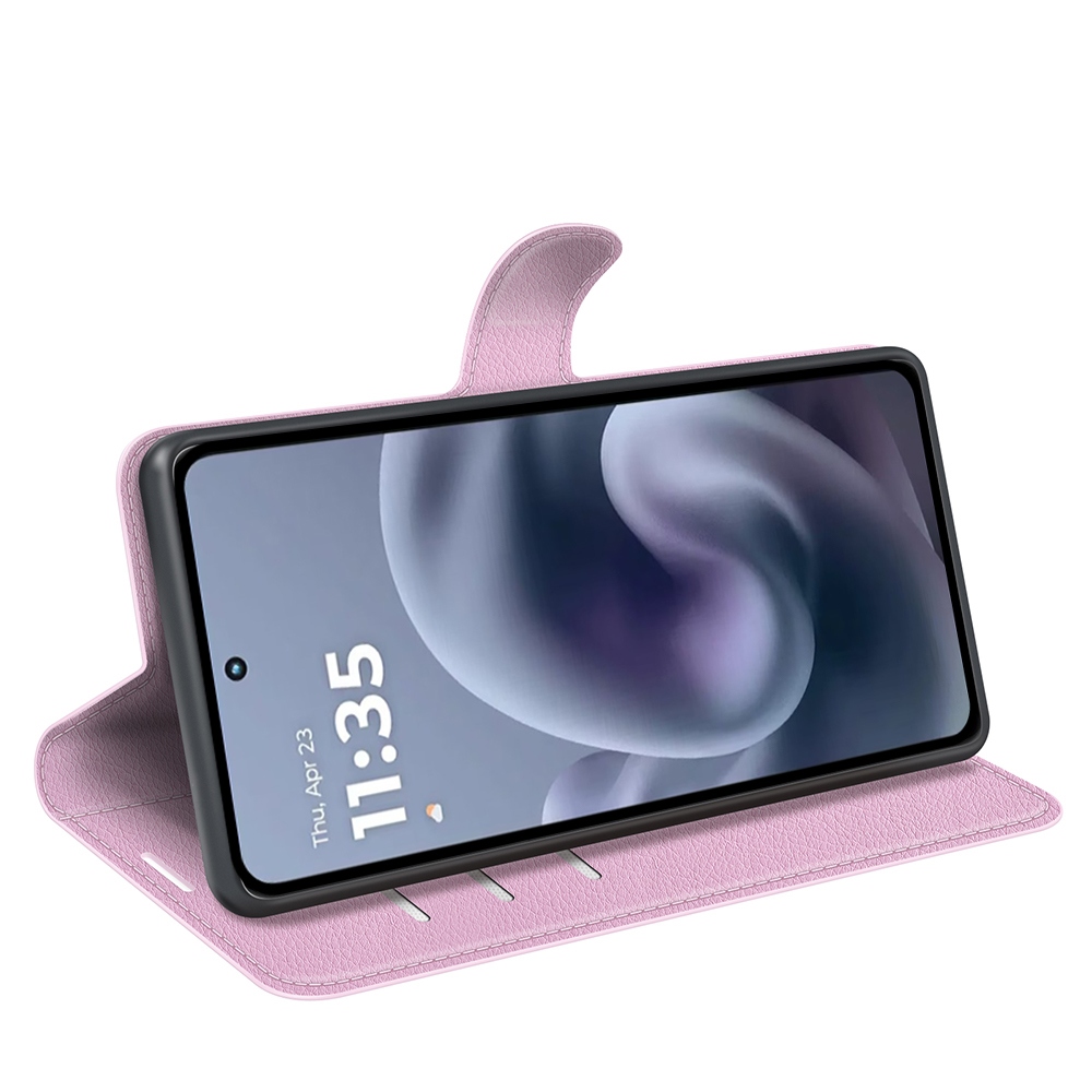 Litchi könyvformájú tok a Motorola Moto G86 Power 5G-hez – rózsaszín