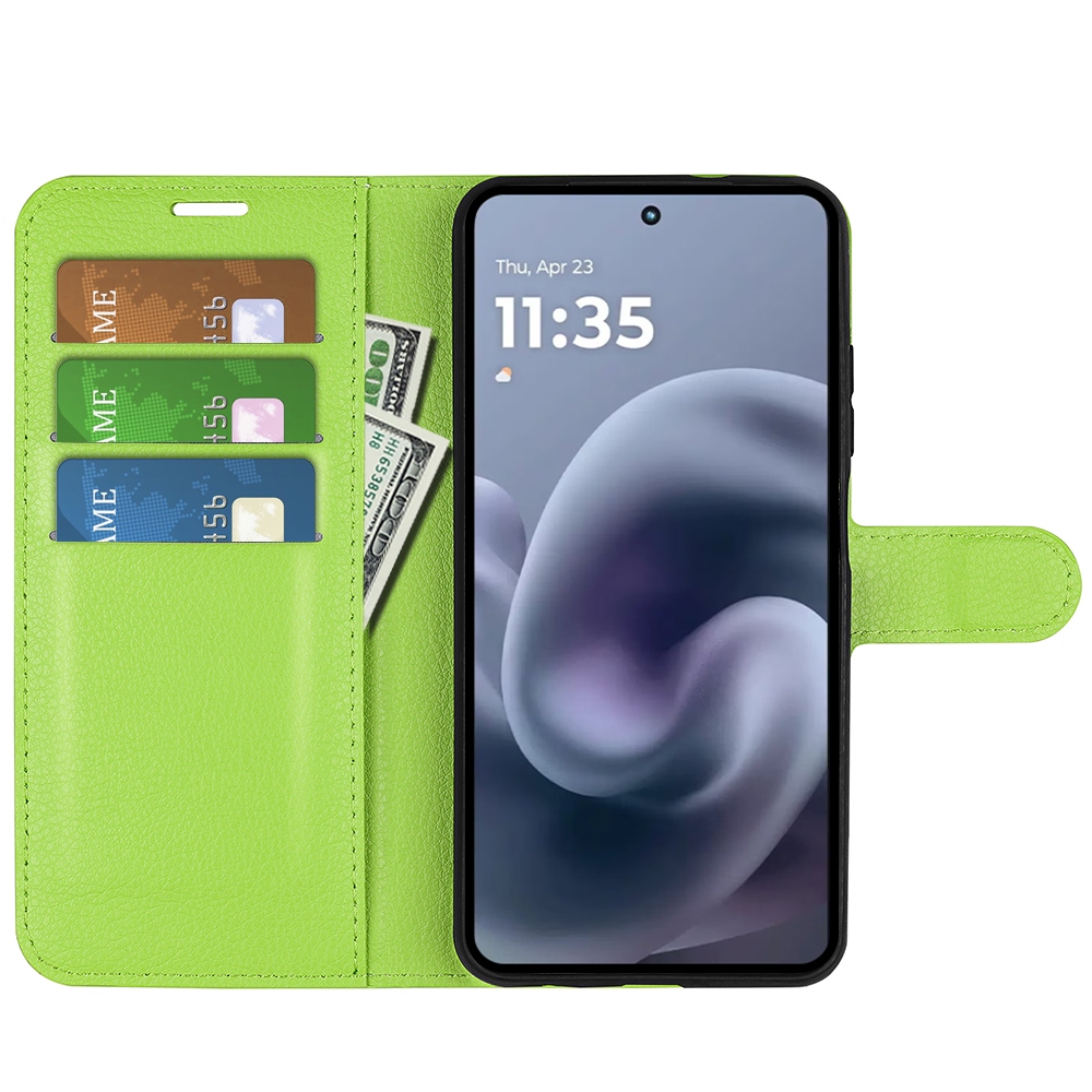 Litchi könyvformájú tok a Motorola Moto G86 Power 5G-hez – zöld