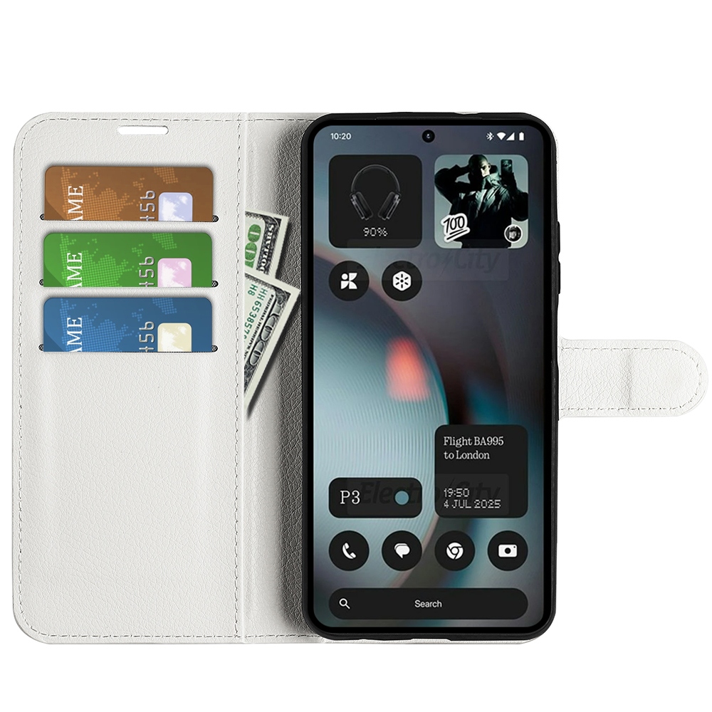 Litchi könyvtáska a Nothing Phone (3) 5G telefonhoz - fehér