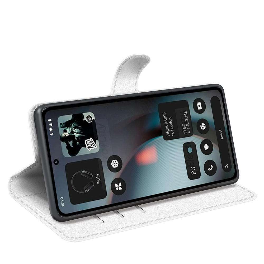 Litchi könyvtáska a Nothing Phone (3) 5G telefonhoz - fehér