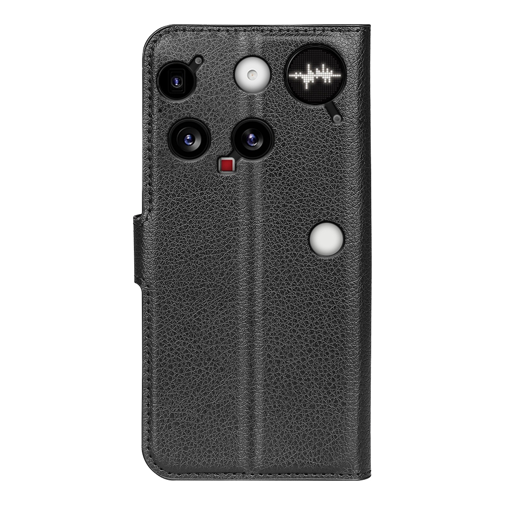 Litchi könyvtáska a Nothing Phone (3) 5G telefonhoz - fekete