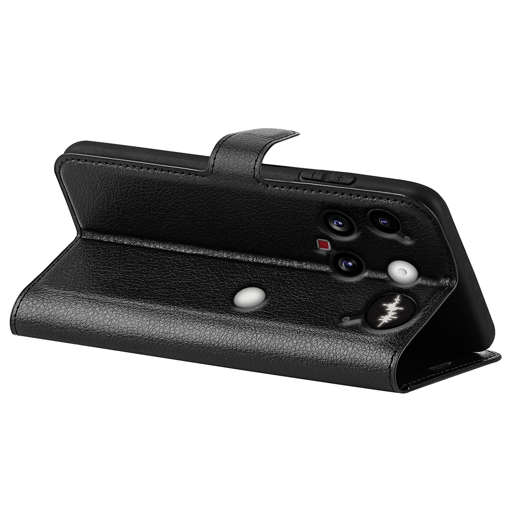 Litchi könyvtáska a Nothing Phone (3) 5G telefonhoz - fekete