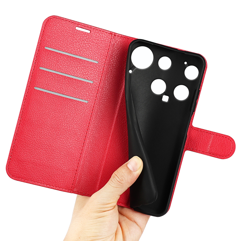 Litchi könyvtáska a Nothing Phone (3) 5G telefonhoz - piros