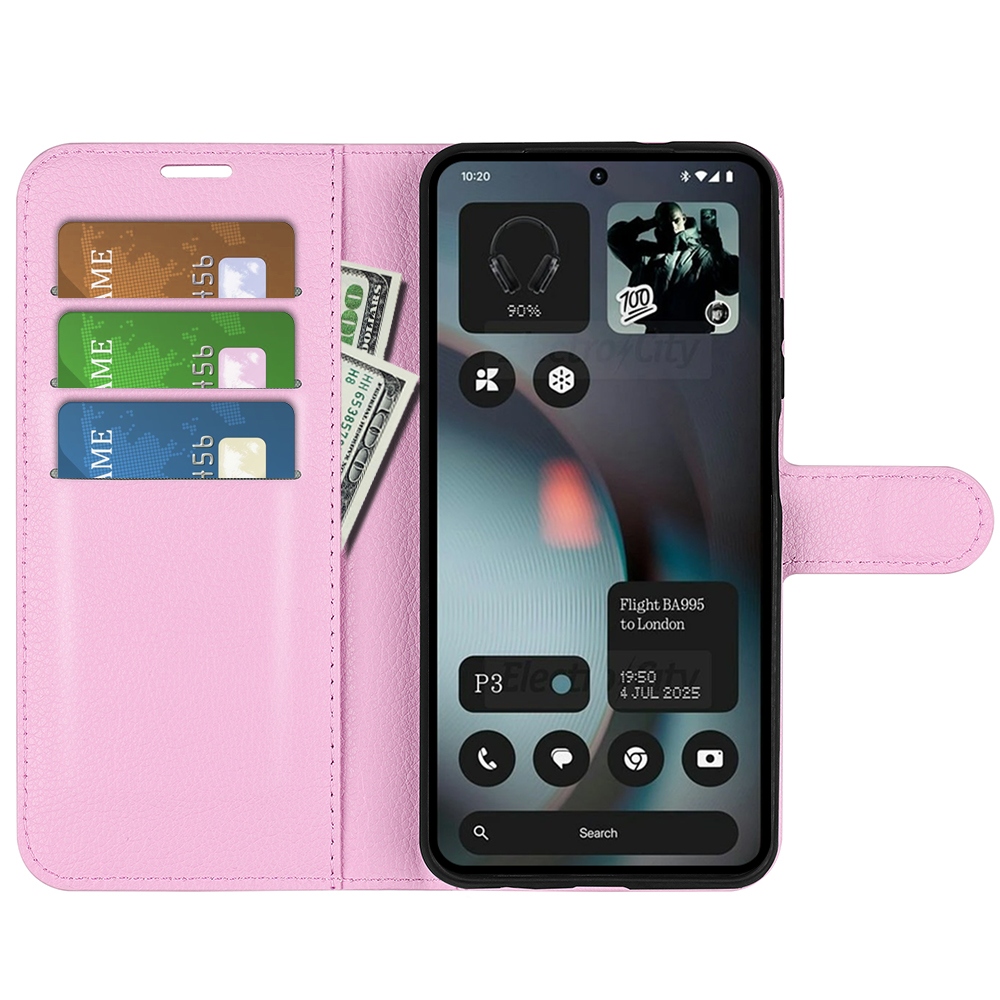 Litchi könyvtáska a Nothing Phone (3) 5G telefonhoz - rózsaszínű