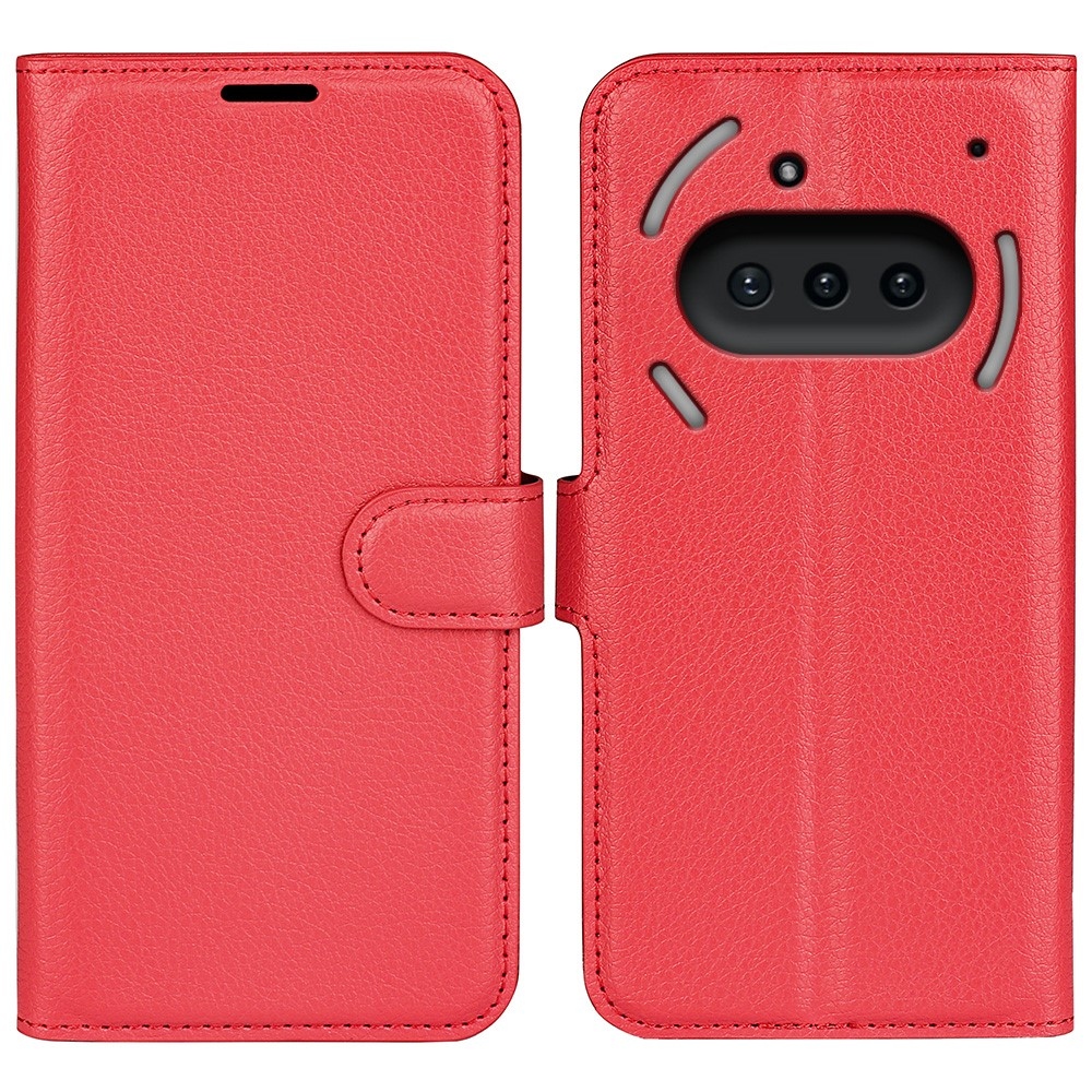 Litchi könyvtáska Nothing Phone-hoz (3a) - piros