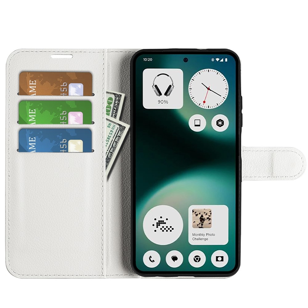 Litchi könyvtáska Nothing Phone (3a) Lite 5G készülékhez - fehér