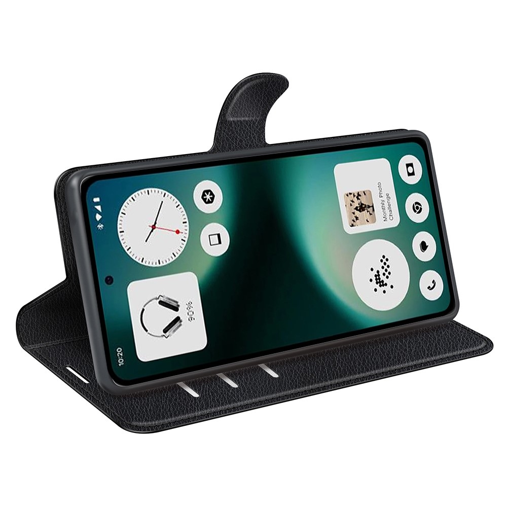 Litchi könyvtáska Nothing Phone (3a) Lite 5G telefonhoz - fekete