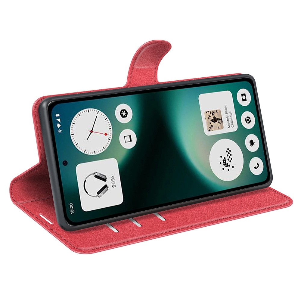 Litchi könyvtáska Nothing Phone (3a) Lite 5G telefonhoz - piros