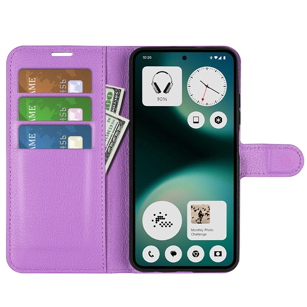 Litchi könyvtáska Nothing Phone (3a) Lite 5G telefonhoz - lila